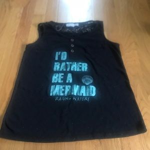 Black graphic tank top